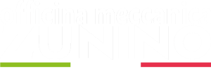 Logo con scritta Officina meccanica Zunino in bianco e bandiera italiana